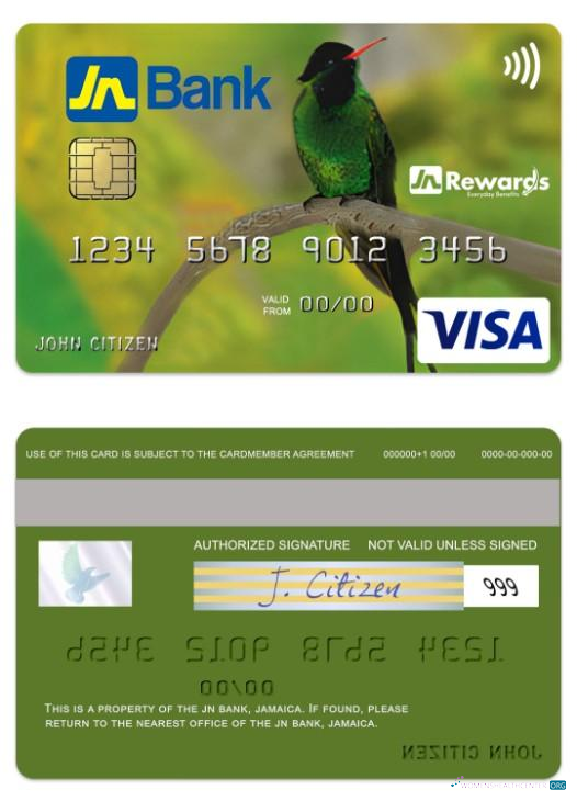 Download Jamaica JN Bank visa classic credit card Photoshop template